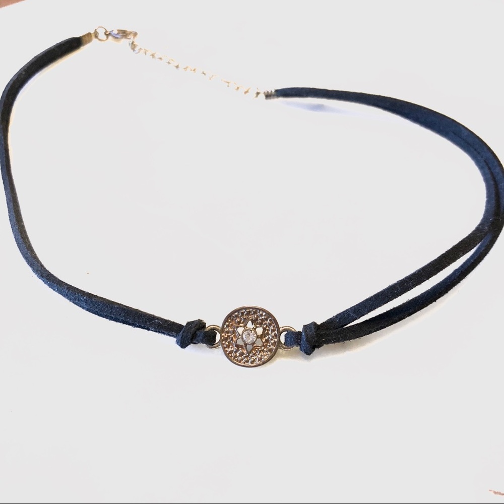 Forever 21 Gold and black Pendlum Suede Choker